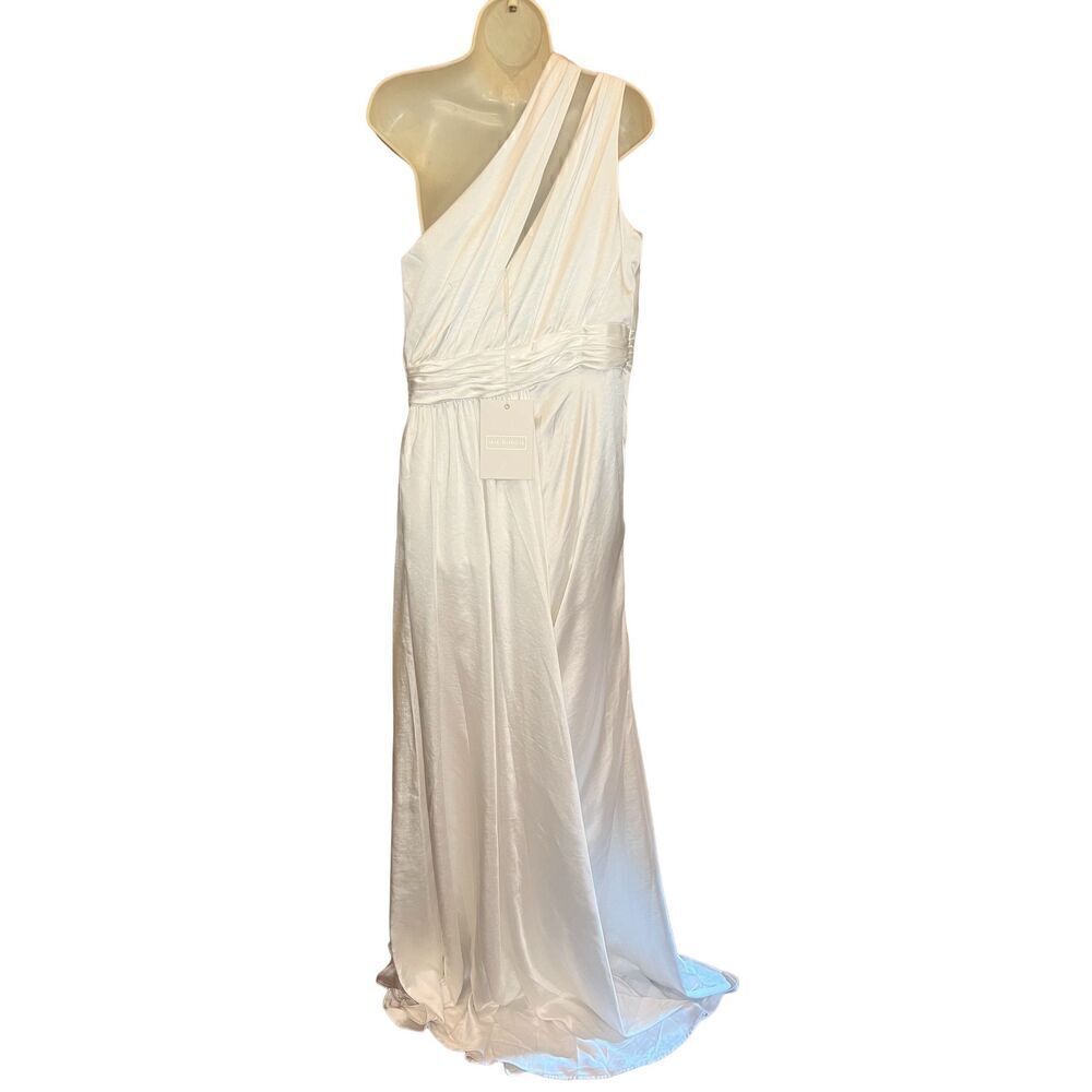 Mac Duggal Ieena Satin Gathered A-Line Gown in White NWT Size 10 - Picture 5 of 7